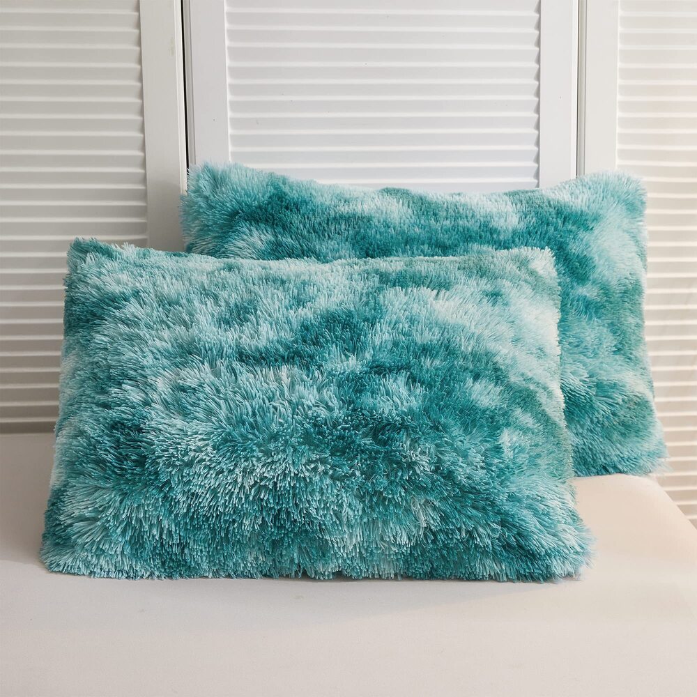 7528 2 Pack Shaggy Plush Faux Fur Pillow Shams,Decorative Throw Pillow